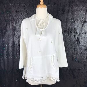Anthropologie lilka white hoodie sweatshirt